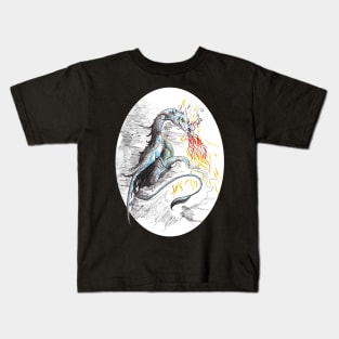 Dragon drawing - vintage fantasy inspired designs Kids T-Shirt